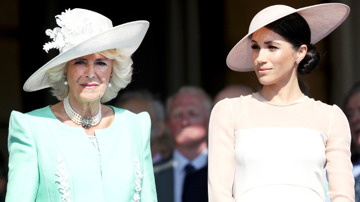 Camilla, Duchess of Cornwall and Meghan, Duchess of Sussex attend The Prince of Wales' 70th Birthday Patronage Celebration held at Buckingham Palace on May 22, 2018 in London, England
