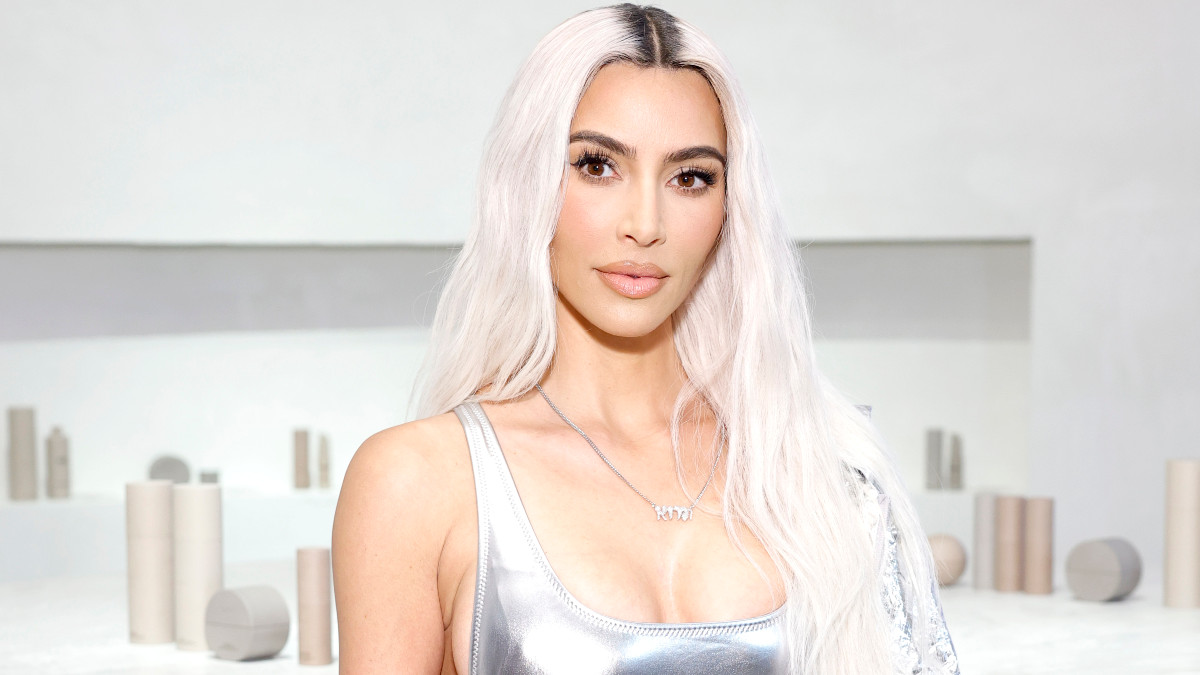 Kim Kardashian visits the SKKN by KIM holiday pop-up store at Westfield Century City Mall on November 16, 2022 in Century City, California.