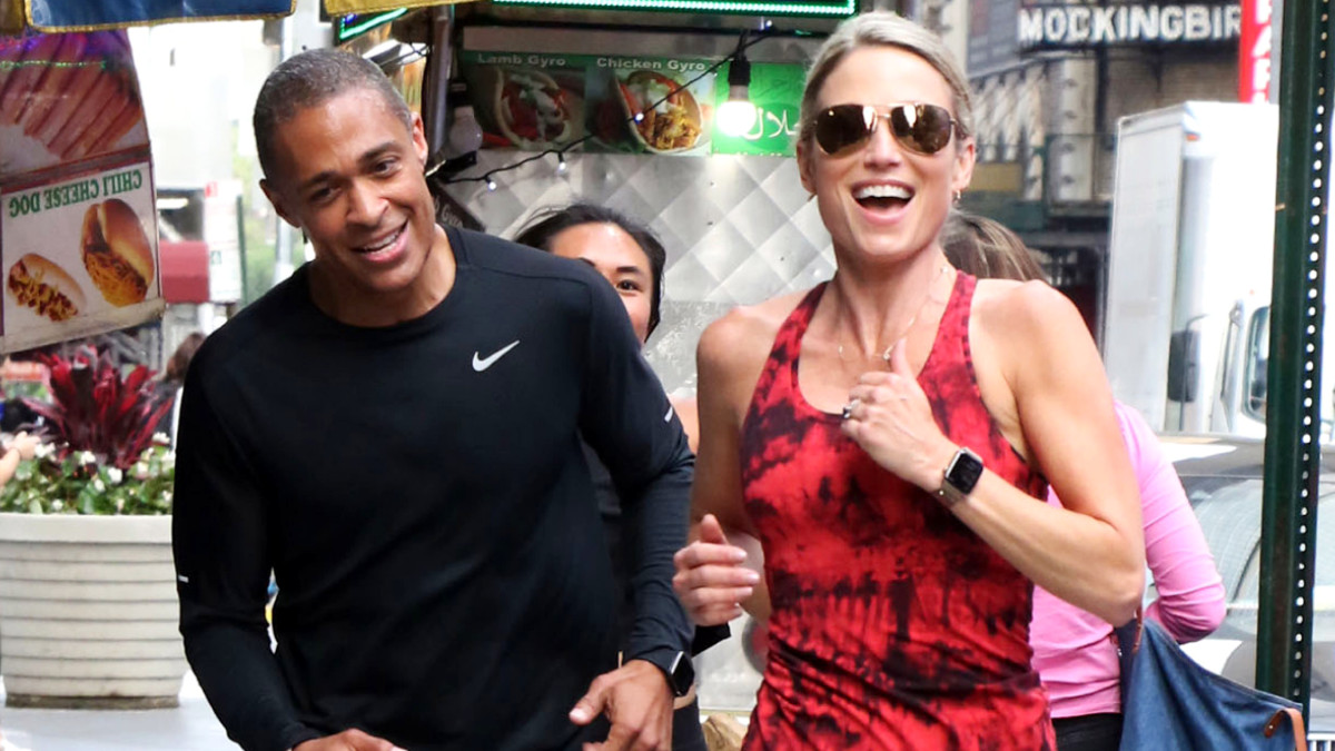 T.J. Holmes and Amy Robach are seen on June 02, 2021 in New York City.