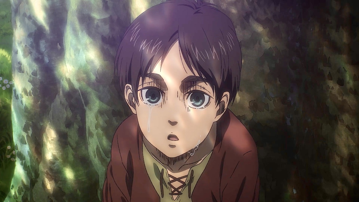 Young Eren crying in 'Attack on Titan'.
