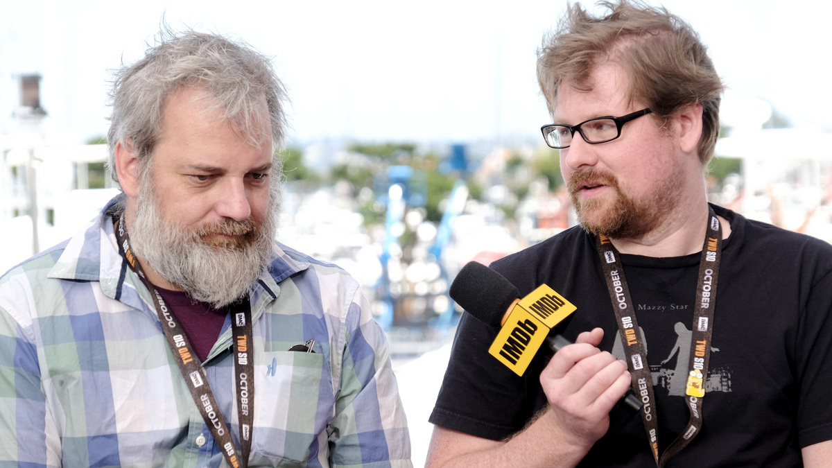 Dan Harmon and Justin Roiland speak onstage at the #IMDboat at San Diego Comic-Con 2019