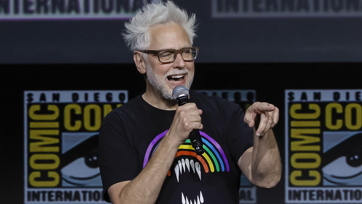 SAN DIEGO, CALIFORNIA - JULY 23: James Gunn speaks onstage at the Marvel Cinematic Universe Mega-Panel during 2022 Comic Con International: San Diego at San Diego Convention Center on July 23, 2022 in San Diego, California.