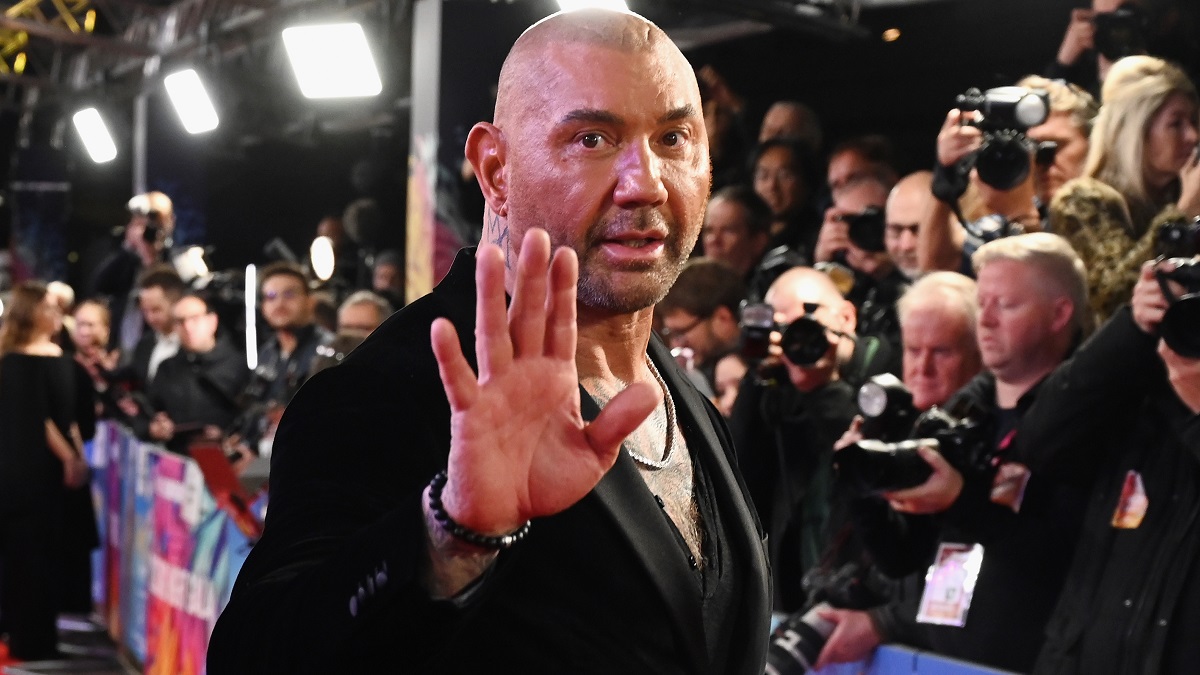 LONDON, ENGLAND - OCTOBER 16: Dave Bautista attends the "Glass Onion: A Knives Out Mystery" European Premiere Closing Night Gala during the 66th BFI London Film Festival at The Royal Festival Hall on October 16, 2022 in London, England.