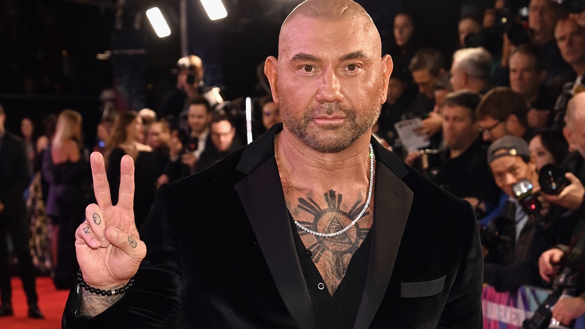 LONDON, ENGLAND - OCTOBER 16: Dave Bautista attends the "Glass Onion: A Knives Out Mystery" European Premiere Closing Night Gala during the 66th BFI London Film Festival at The Royal Festival Hall on October 16, 2022 in London, England.