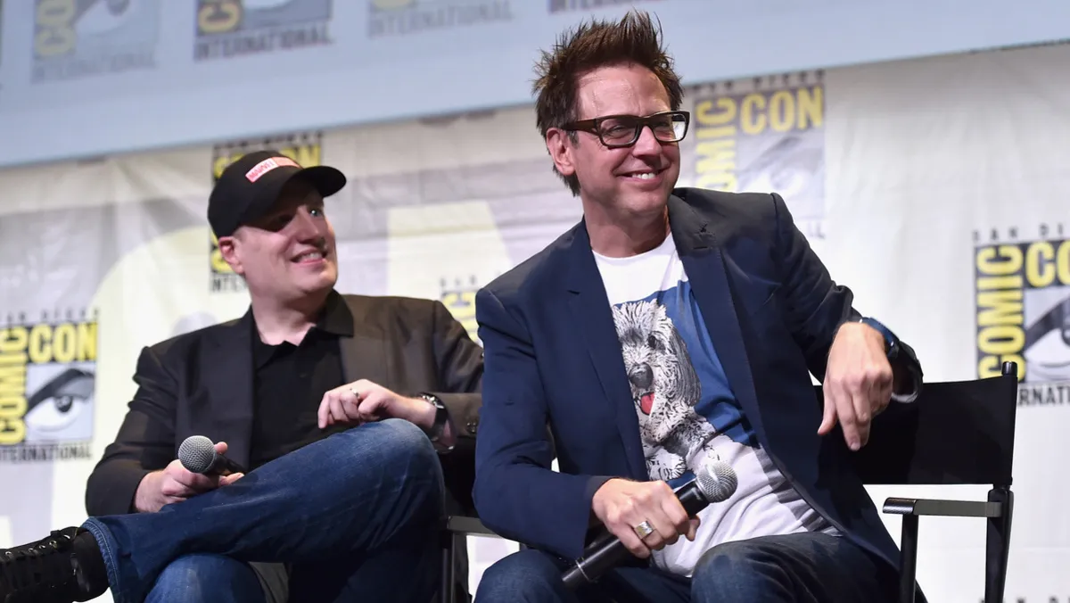 Marvel Studios president and producer Kevin Feige (L) and director James Gunn from Marvel Studios "Guardians Of The Galaxy Vol. 2 attend San Diego Comic-Con International 2016