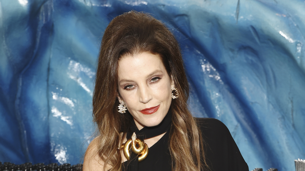 Lisa Marie Presley with Icelandic Glacial at the 80th Annual Golden Globe Awards at The Beverly Hilton on January 10, 2023 in Beverly Hills, California.