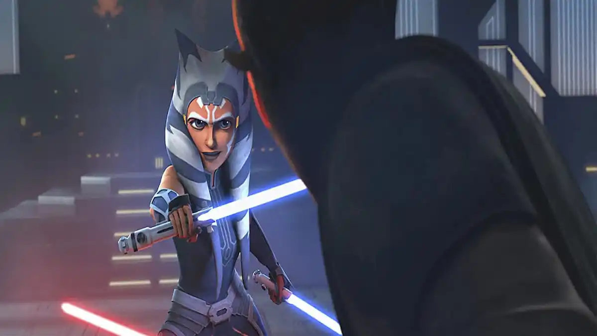 Ahsoka facing Darth Maul 