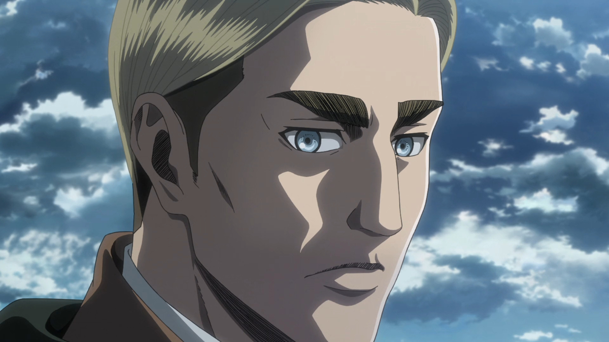 Erwin Smith looking serious in 'Attack on Titan'.