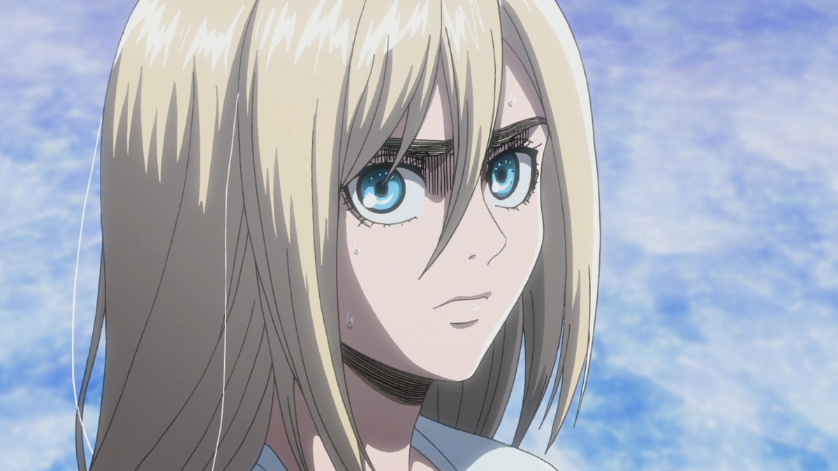 Historia Reiss looking concerned in 'Attack on Titan'.