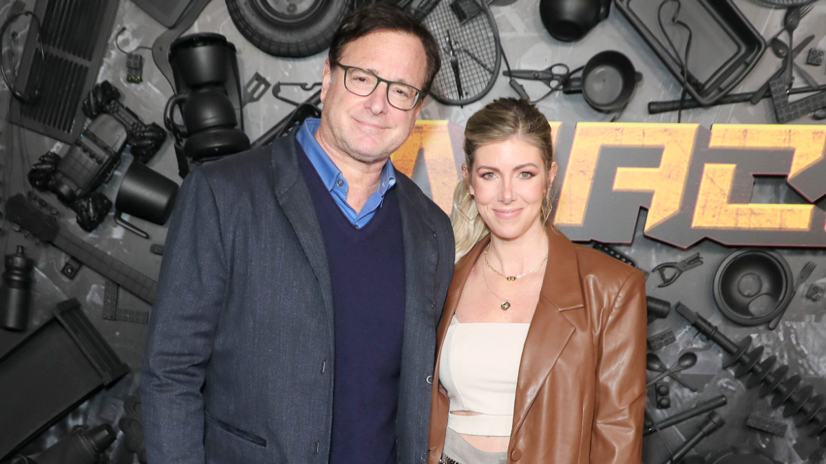 Kelly Rizzo and Bob Saget attend the red carpet premiere and party for Peacock's new comedy series "MacGruber" at California Science Center on December 08, 2021 in Los Angeles, California.