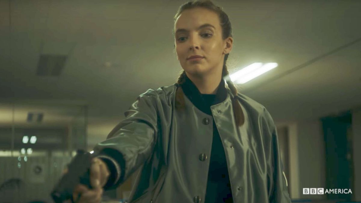 Jodie Comer nel ruolo della Villanelle di Killing Eve