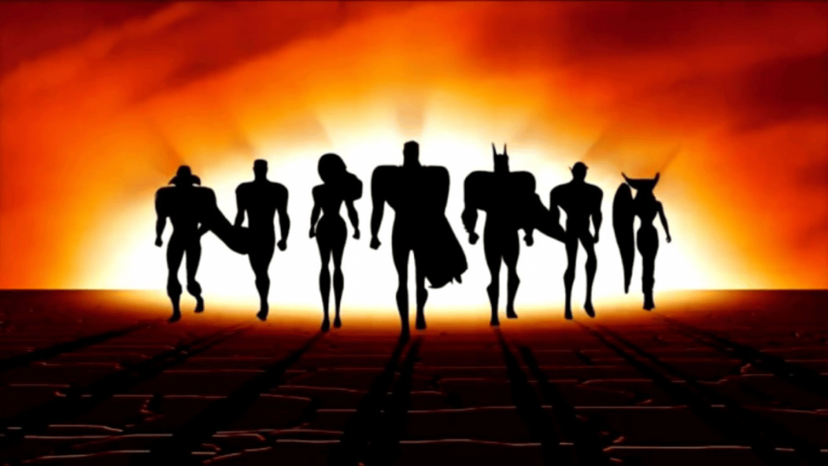 The Justice League silhouettes