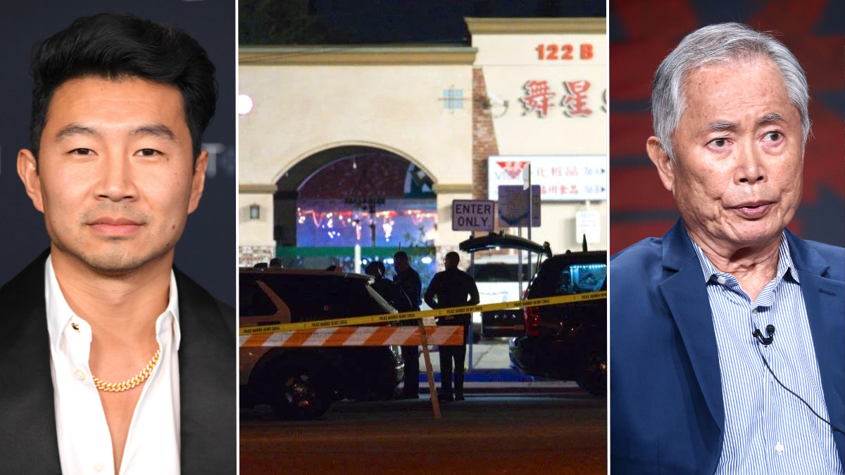 MONTEREY PARK, CA - JANUARY 22: Law enforcement at the scene of a shooting on January 22, 2023 in Monterey Park, California. Ten people have been shot dead during at a gathering celebrating the Chinese lunar new year. Simu Liu and George Takei weigh in.