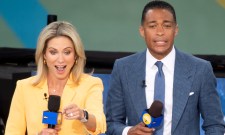 Amy Robach and T.J. Holmes attend ABC's "Good Morning America" at SummerStage at Rumsey Playfield, Central Park on July 08, 2022 in New York City.