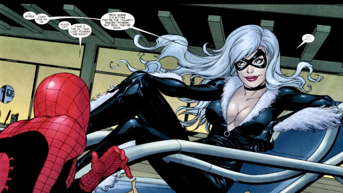 Black cat x man. Фелиция Харди чёрная кошка и человек паук. Фелиция Харди человек паук. Фелиция Харди Marvel Spider man. Мэри Джейн и Фелиция Харди.