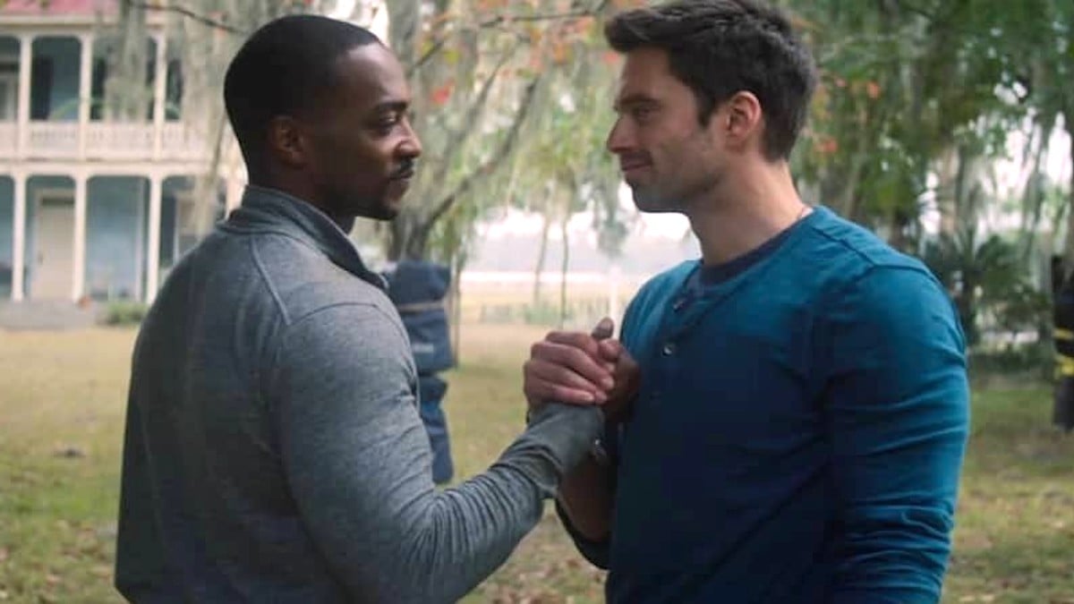 Anthony Mackie and Sebastian Stan as Falcon and the Winter Soldier