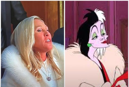Marjorie Taylor Greene's Cruella de Vil Ensemble Leaves State of the Union Viewers Wondering Who Whore It Better - Vimarsana News