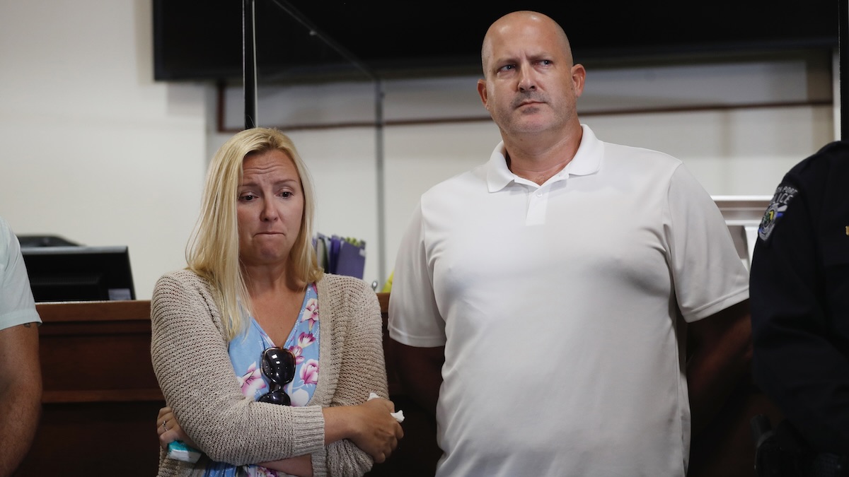 NORTH PORT, FL - SEPTEMBER 16: Tara Petito (L) and Joe Petito react while the City of North Port Chief of Police Todd Garrison speaks during a news conference for their missing daughter Gabby Petito on September 16, 2021 in North Port, Florida. Gabby Petito went missing while on a cross country trip with her boyfriend Brian Laundrie and has not been seen or heard from since late August. Police said no criminality is suspected at this time but her fiance, Brian Laundrie, has refused to speak with law enforcement. Laundrie has be identified as a person of interest but investigators are solely focused on finding Petito.