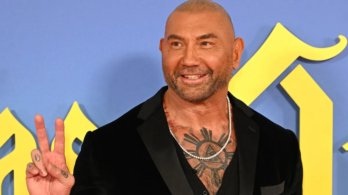 LONDON, ENGLAND - OCTOBER 16: Dave Bautista attends the "Glass Onion: A Knives Out Mystery" European Premiere and Closing Night Gala during the 66th BFI London Film Festival at The Royal Festival Hall on October 16, 2022 in London, England.