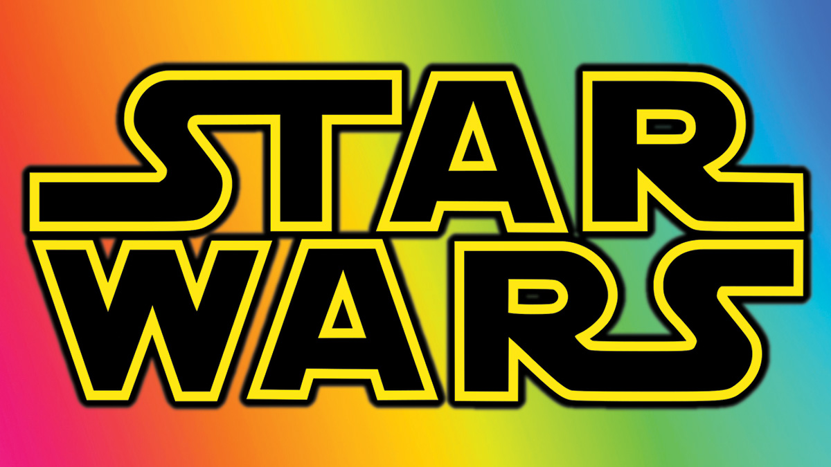 The Star Wars Logo with a Pride Backdrop