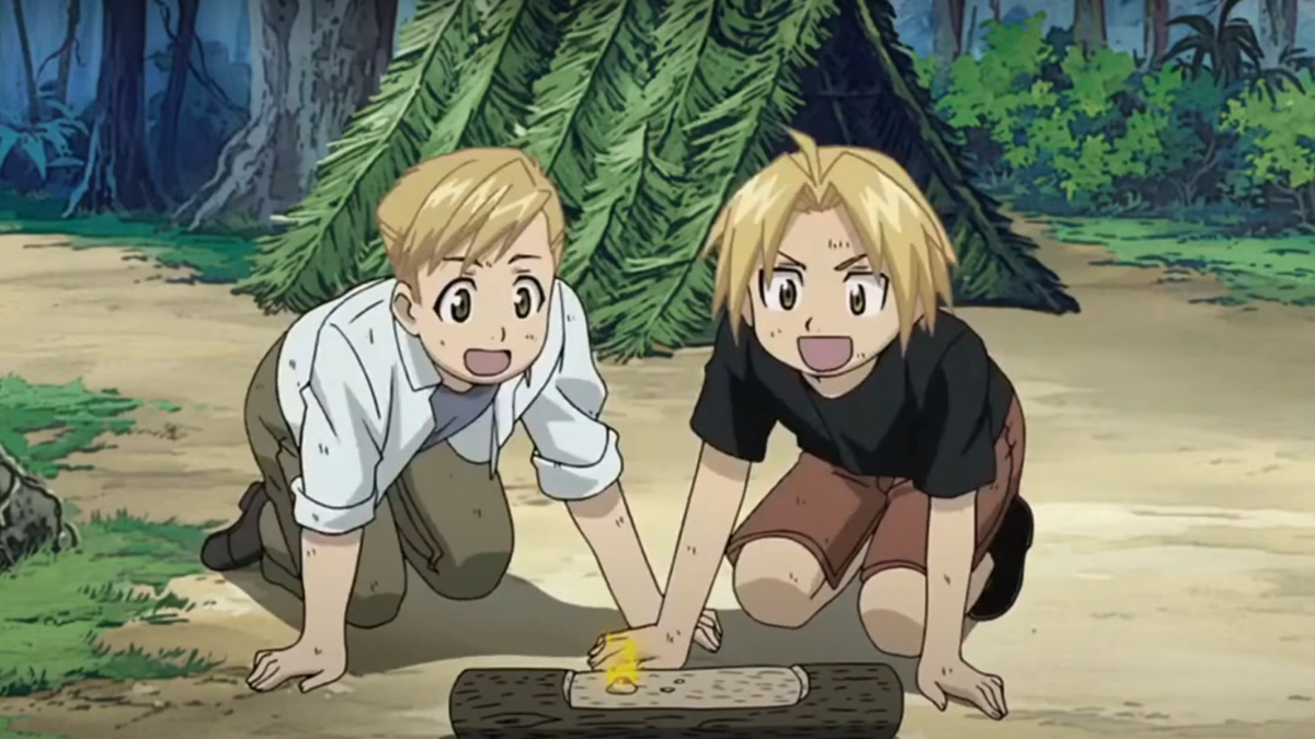 Alphonse and Edward learn to make fire as children.
