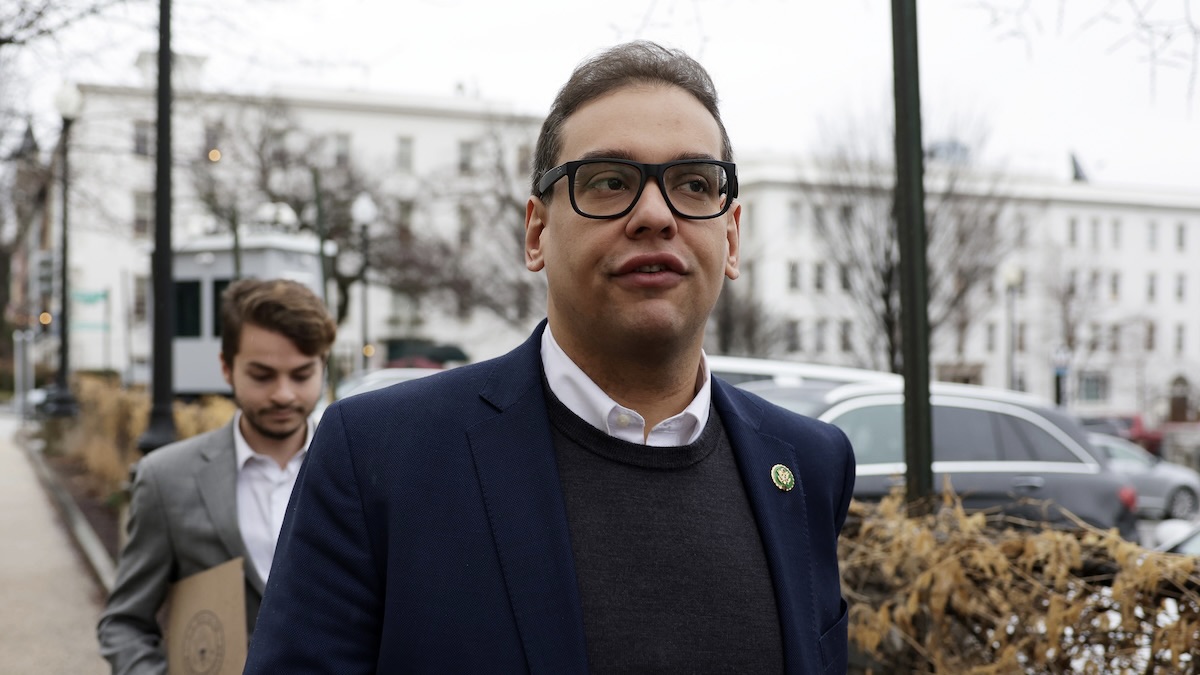 WASHINGTON, DC - JANUARY 31: U.S. Rep. George Santos (R-NY) leaves the Capitol Hill Club on January 31, 2023 in Washington, DC. Amid ongoing investigations into his finances, campaign spending and false statements on the campaign trail, Santos is reportedly recusing himself from his House committee assignments.