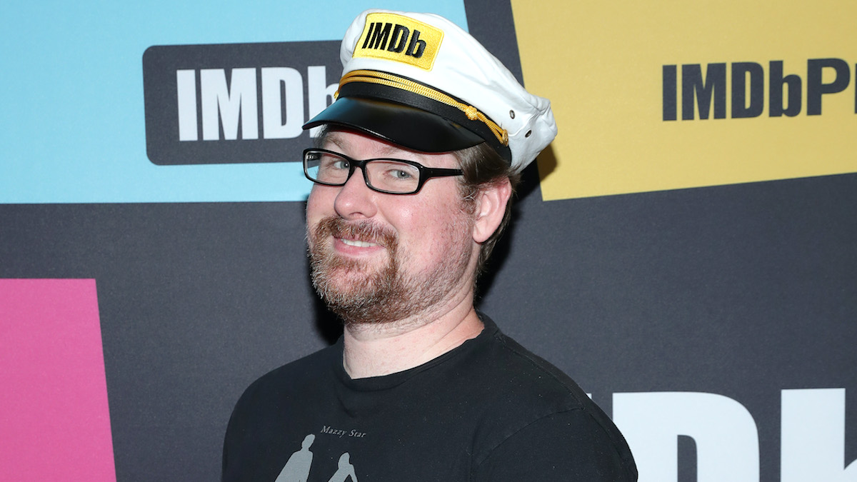 Justin Roiland wearing a IMDb sailor hat