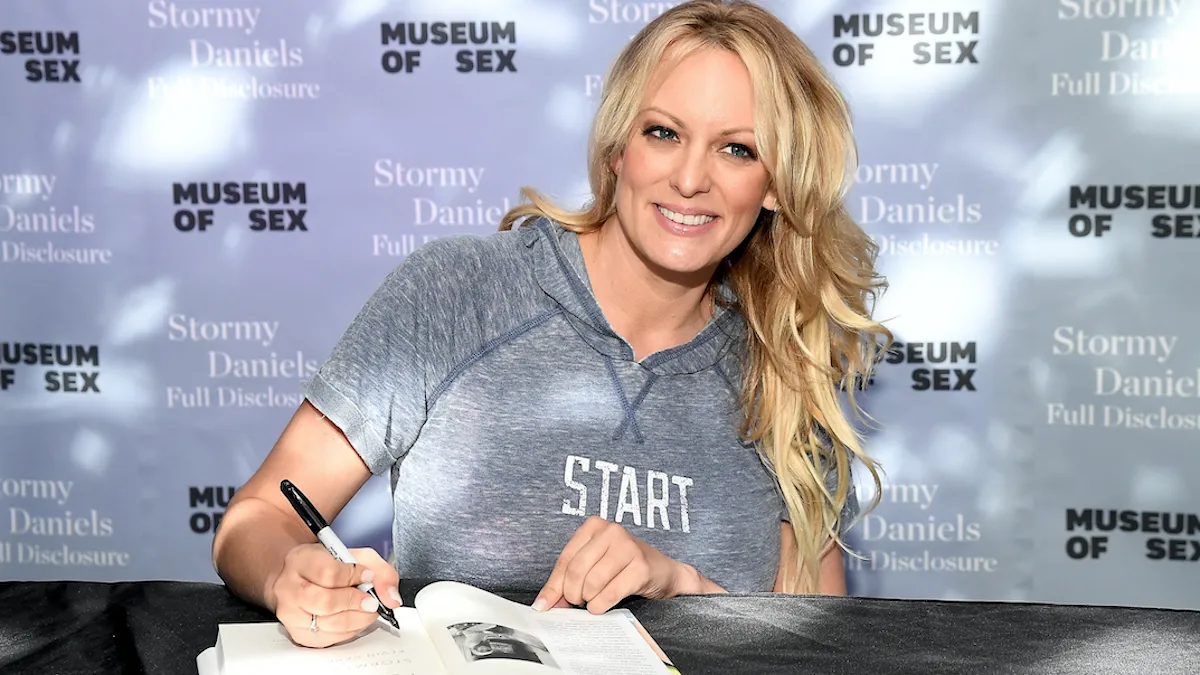Stormy Daniels signing her book 'Full Disclosure'