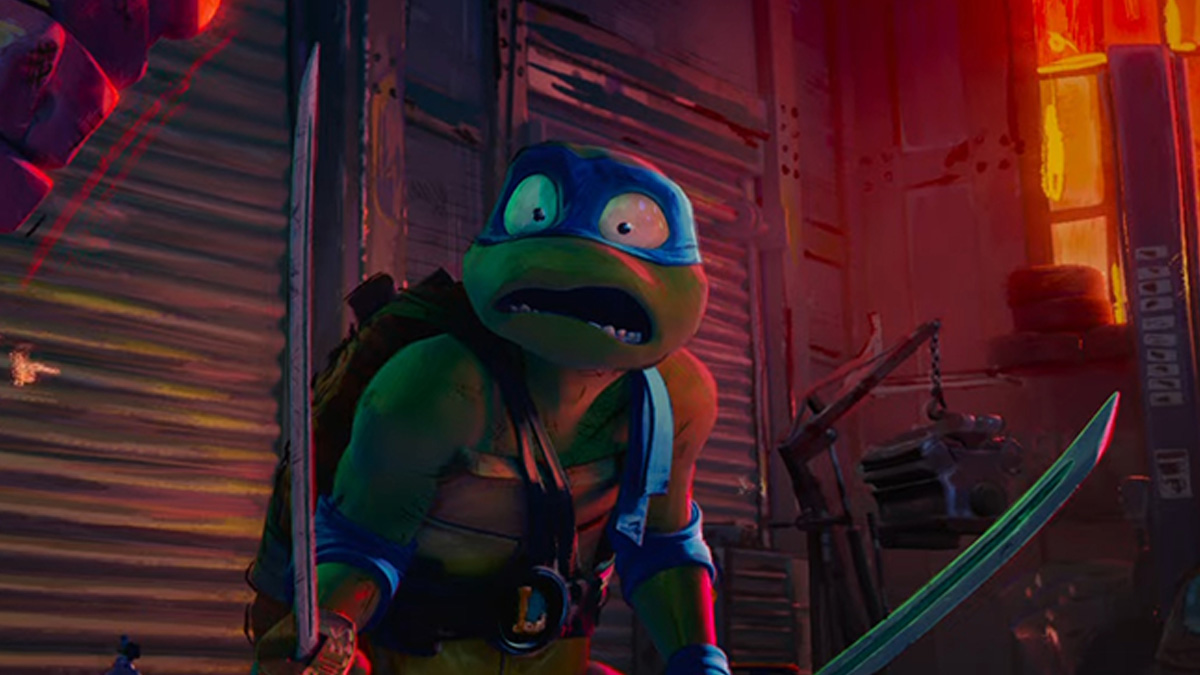 Leonardo como ele aparece em Teenage Mutant Ninja Turtles: Mutant Mayhem