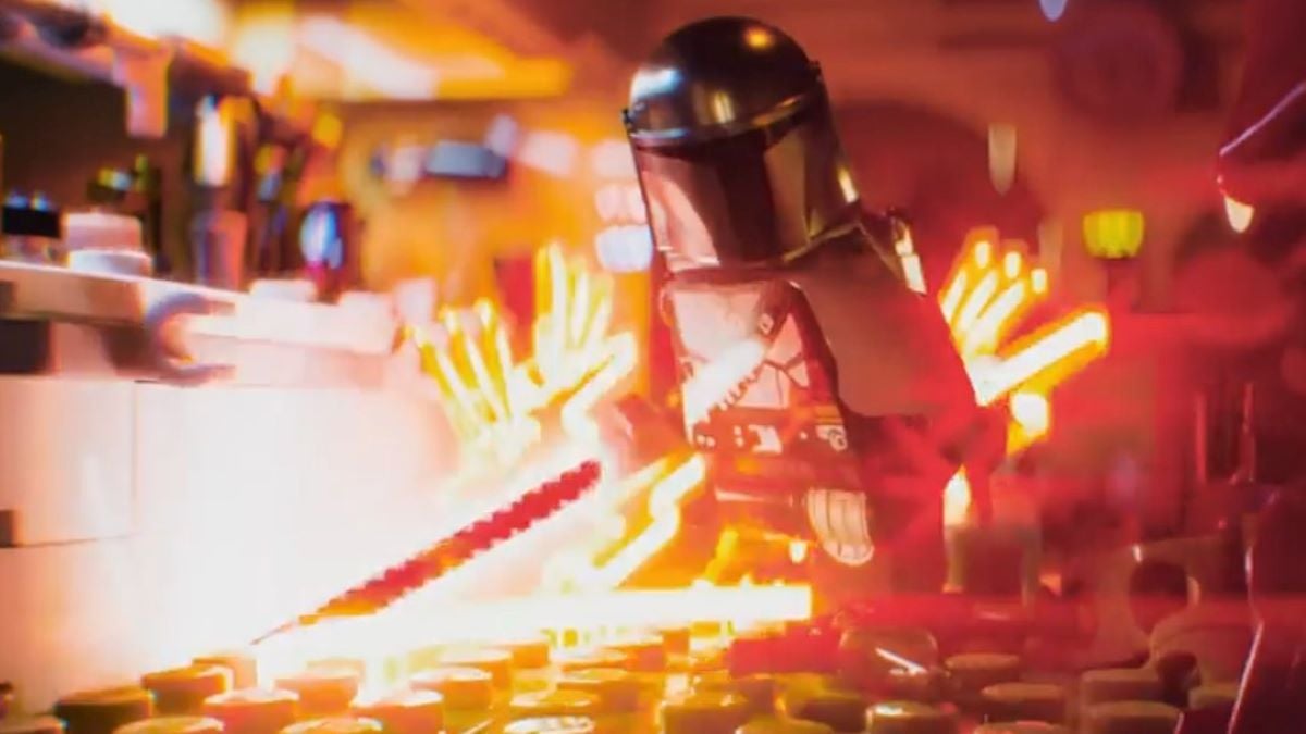 Captura de tela do filme de fã LEGO Mandalorian