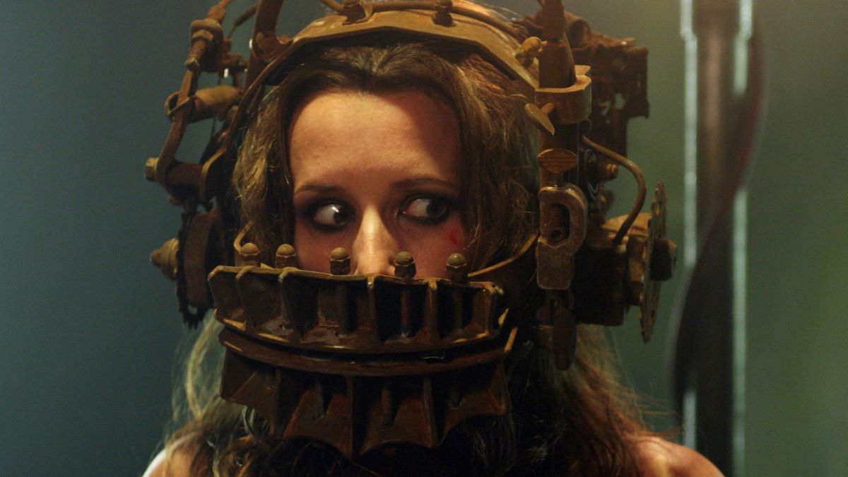 A character from Saw has a contraption on her head. 