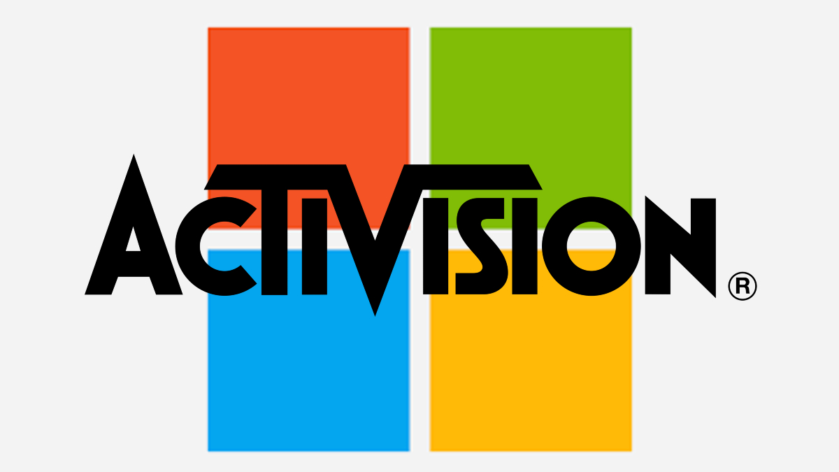 Microsoft logo behind Activision logo