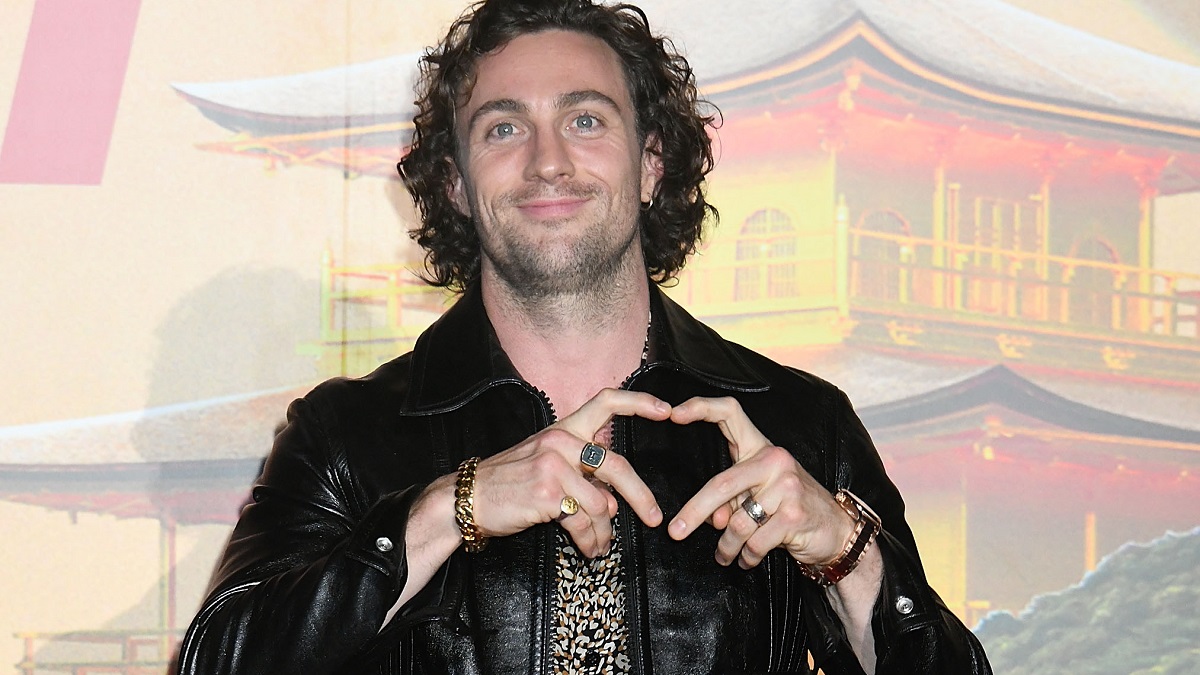 KYOTO, JAPAN - AUGUST 23: Aaron Taylor-Johnson attends the 'Bullet Train' stage greeting at Toho Cinemas Kyoto on August 23, 2022 in Kyoto, Japan.