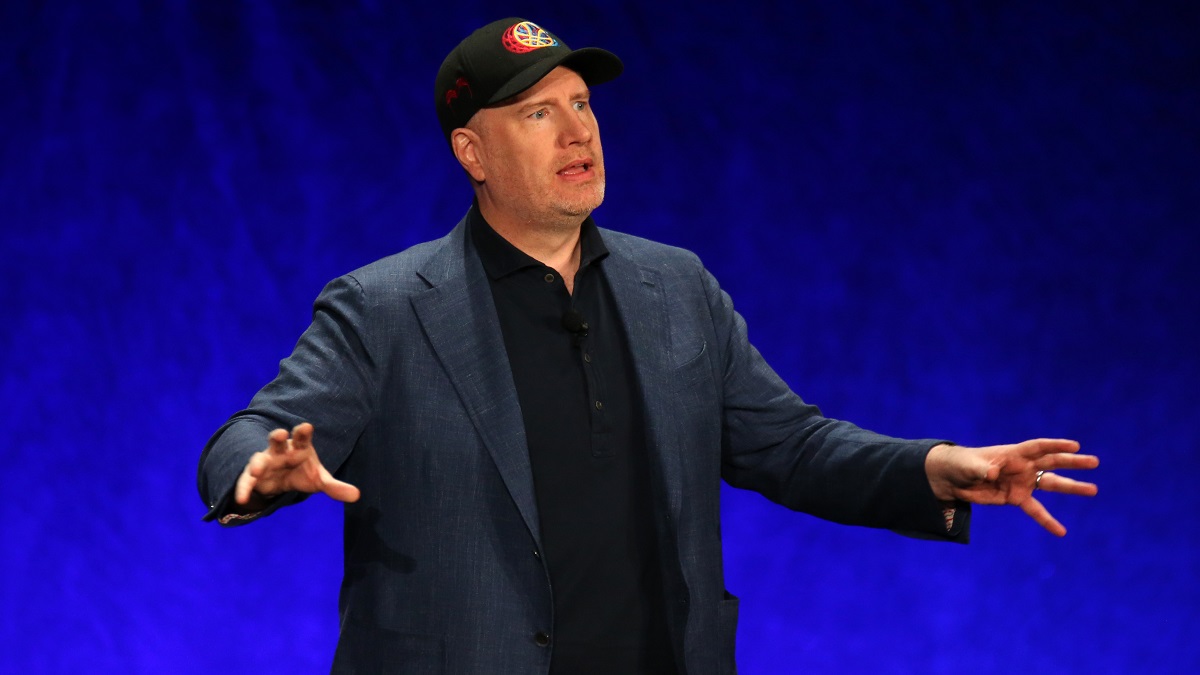 LAS VEGAS, NEVADA - APRIL 27: Marvel Studios President Kevin Feige speaks during The Walt Disney Studios special presentation at Caesars Palace during CinemaCon 2022, the official convention of the National Association of Theatre Owners, on April 27, 2022 in Las Vegas, Nevada.