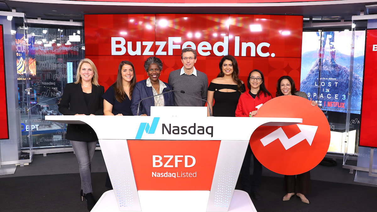 BuzzFeed Nasdaq Listing Day in December 2021