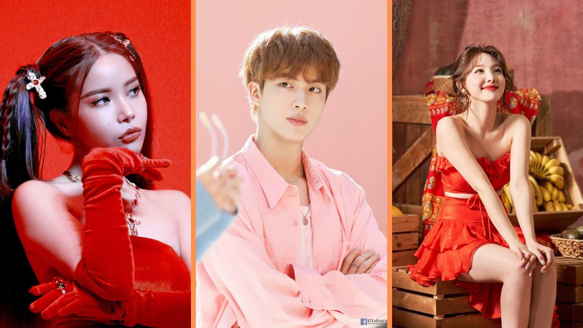 K-Pop idols: Solar Mamamoo, Jin from BTS, and Nayeon from TWICE