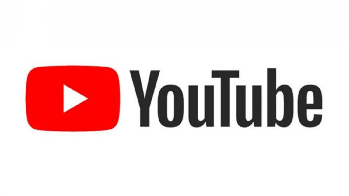 The red and black YouTube logo is against a white background. 