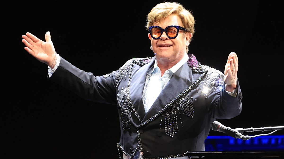 LIVERPOOL, ENGLAND - MARCH 23: (EDITORIAL USE ONLY) Elton John performs during the first UK stop on his "Farewell Yellow Brick Road" Tour at M&S Bank Arena on March 23, 2023 in Liverpool, England. 