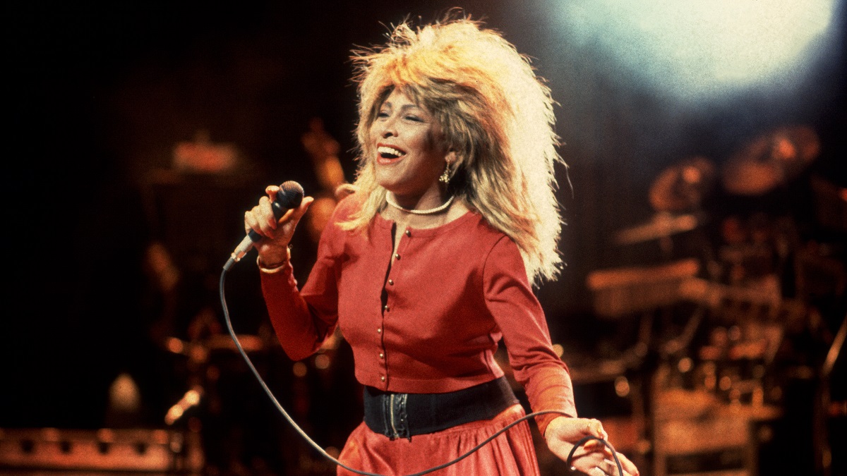 American R&B and Pop singer Tina Turner performs onstage at the Poplar Creek Music Theater, Hoffman Estates, Illinois, September 12, 1987.