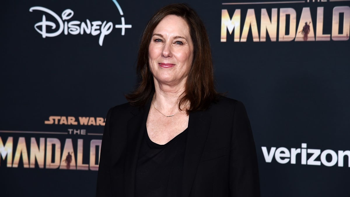 LOS ANGELES, CALIFORNIA - NOVEMBER 13: Kathleen Kennedy arrives at the premiere of Disney+'s "The Mandalorian" at the El Capitan Theatre on November 13, 2019 in Los Angeles, California.