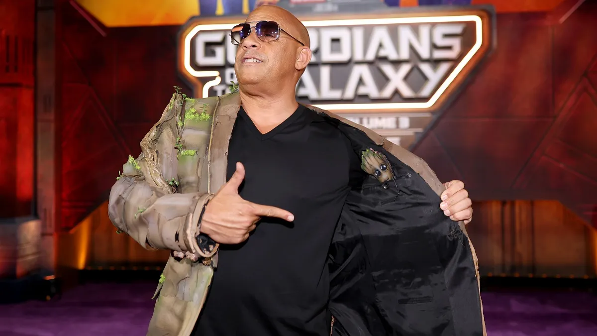 HOLLYWOOD, CALIFORNIA - APRIL 27: Vin Diesel attends the Guardians of the Galaxy Vol. 3 World Preмiere at the DolƄy Theatre in Hollywood, California on April 27, 2023.