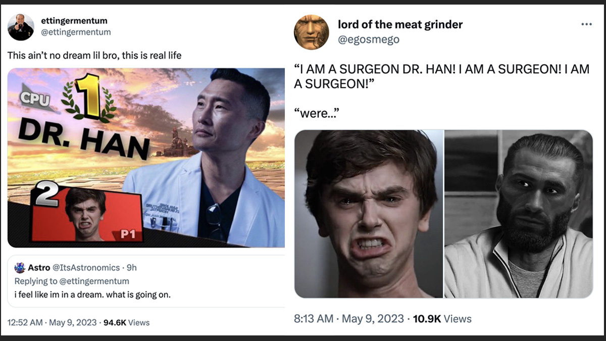 Memes depicting Dr. Han as a "chad"