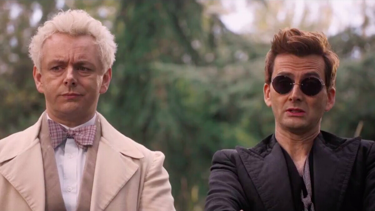 Michael Sheen as Aziraphale and David Tennant as Crowley in 'Good Omens'