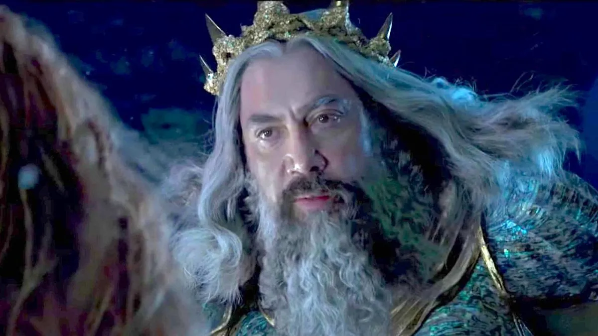 Javier Bardem como Rei Tritão em 'A Pequena Sereia' da Disney