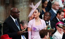 A photo of pop singer Katy Perry attending the coronation of King Charles III.