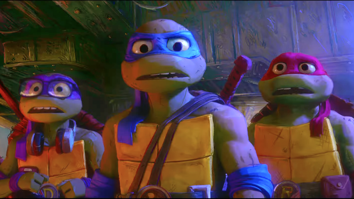 Leonardo, Donatello, and Raphael in Teenage Mutant Ninja Turtles: Mutant Mayhem