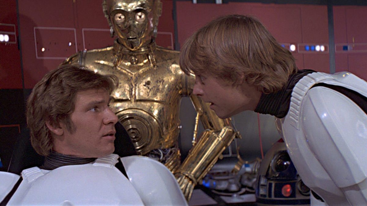 Han Solo e Luke Skywalker em Guerra nas Estrelas