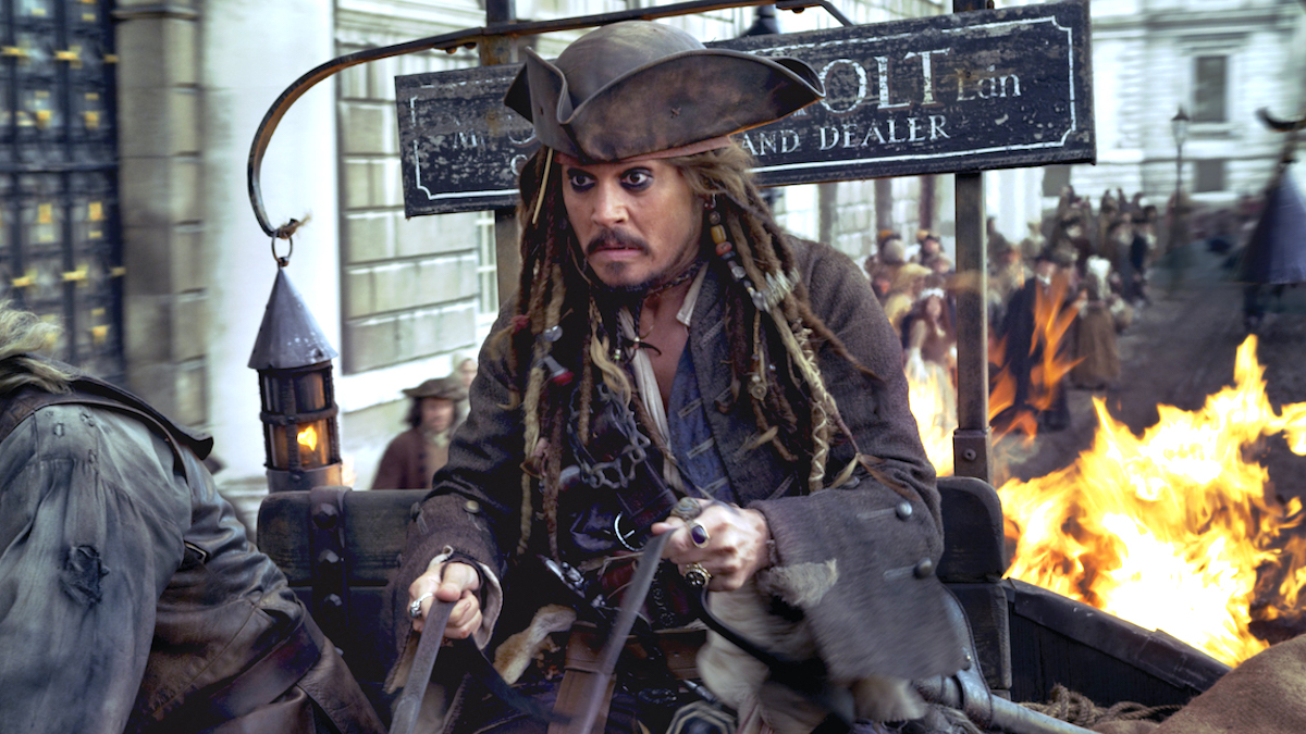 Johnny Depp as Jack Sparrow in Pirates of the Caribbean: On Stranger Tides