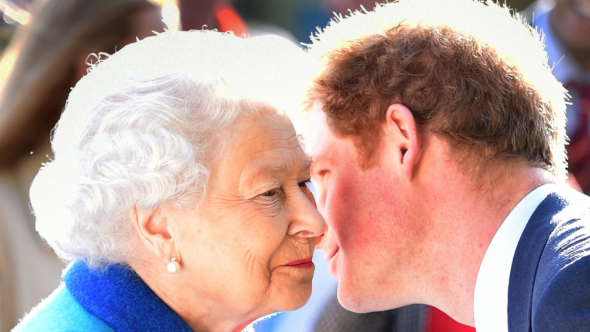LONDON, ENGLAND - MAY 18: Queen Elizabeth II and Prince Harry attend at the annual Chelsea Flower show at Royal Hospital Chelsea on May 18, 2015 in London, England.