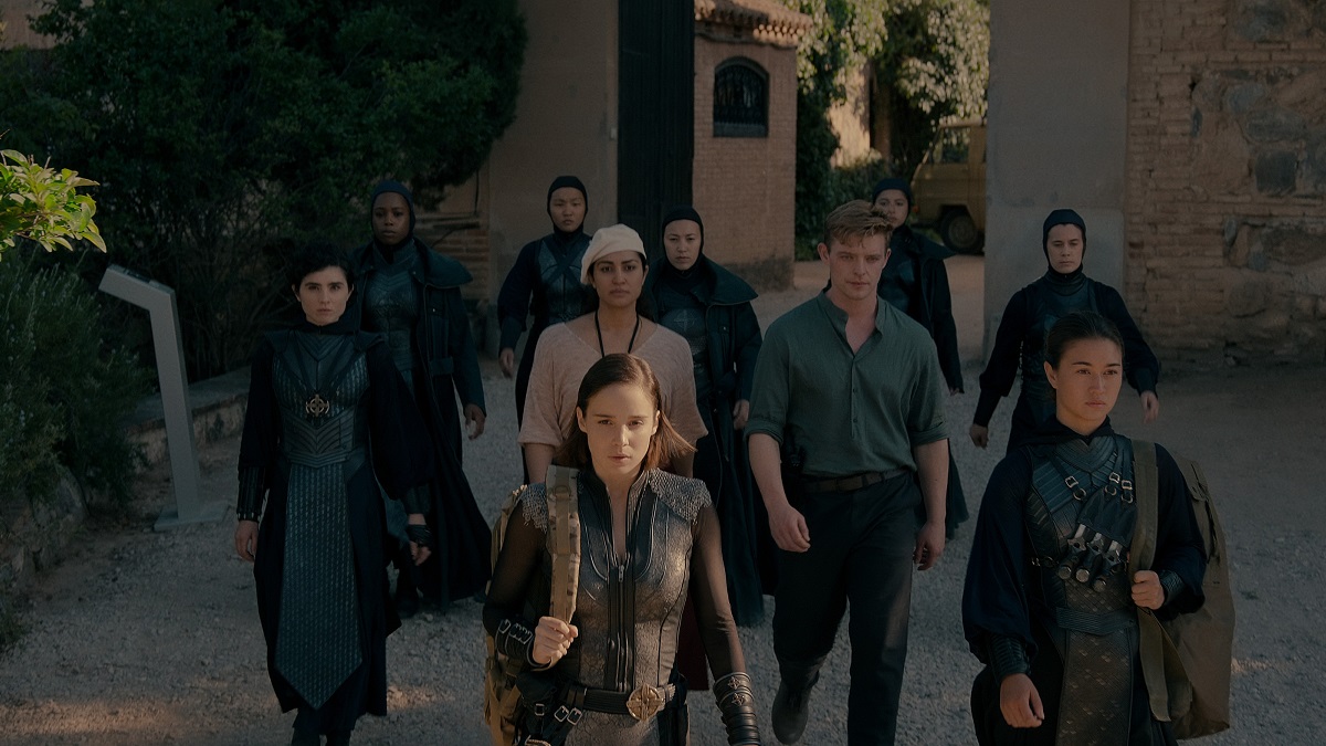 Warrior Nun. (L to R) Olivia Delcn as Sister Camila, Alba Baptista as Ava Silva, Meena Rayann as Yasmine, Jack Mullarkey as Michael, Kristina Tonteri-Young as Sister Beatrice in episode 206 of Warrior Nun.